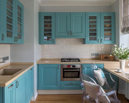 tủ bếp màu xanh dương
